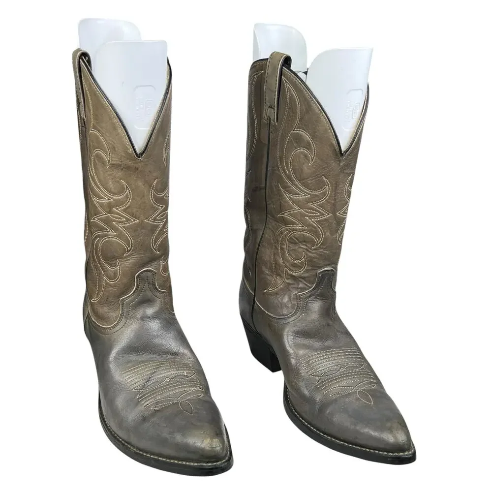 Vintage Acme Men's Green Grey Marbled Western Cowboy Boot Size US 10 D